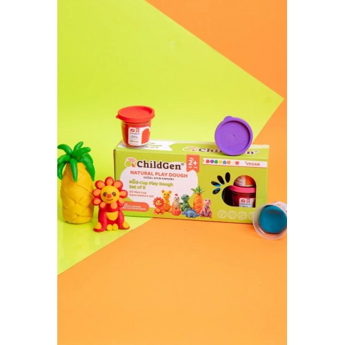 Childgen Doğal Oyun Hamuru - Mini-Cup- 8 li Set